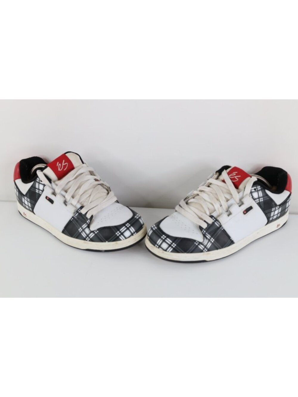 Vtg Y2K 2006 es Skateboarding Mens 11 Flik Padded Skateboard Shoes White Plaid